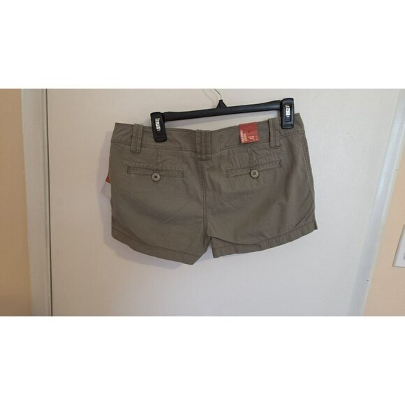 Mossimo Lowest Rise Flat Front Khaki Shorts Juniors Size 7 Brown NWT Fairycore - Picture 2 of 10
